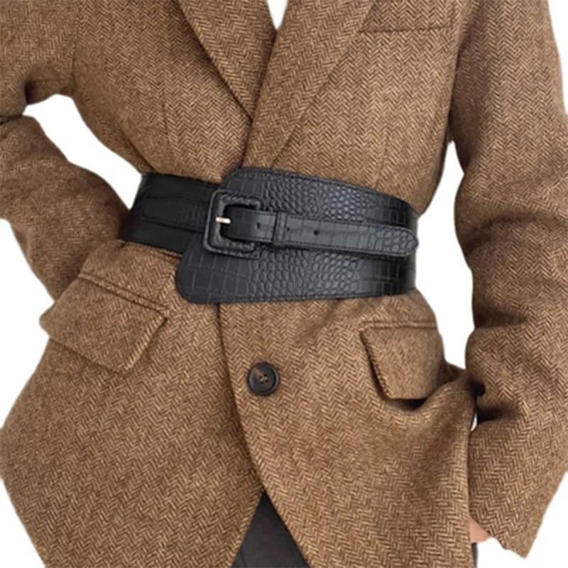 Super wide women's elastic waist belt with coat skirt belt women's outer wear belly belt with suit