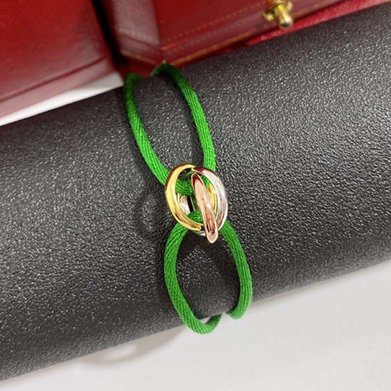 Bracelet homme femme créateur bijoux or unisexe acier inoxydable 3 boucles métal ruban lacé chaîne multicolore