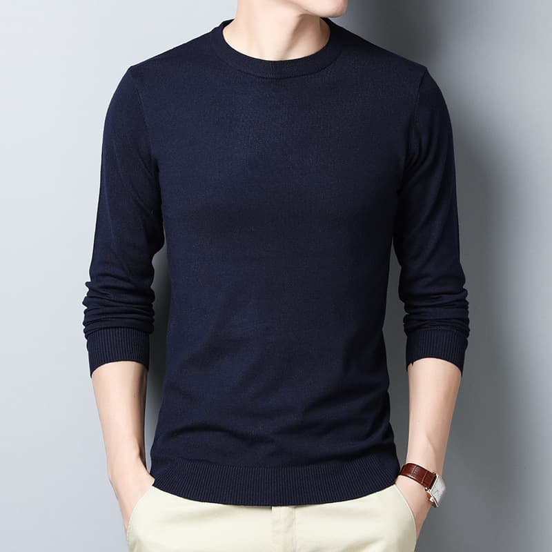 Men's Clothing solid color slim fit V neck bottoming long sleeved T shirt men's clothing middle aged and young thin sweater sweater men