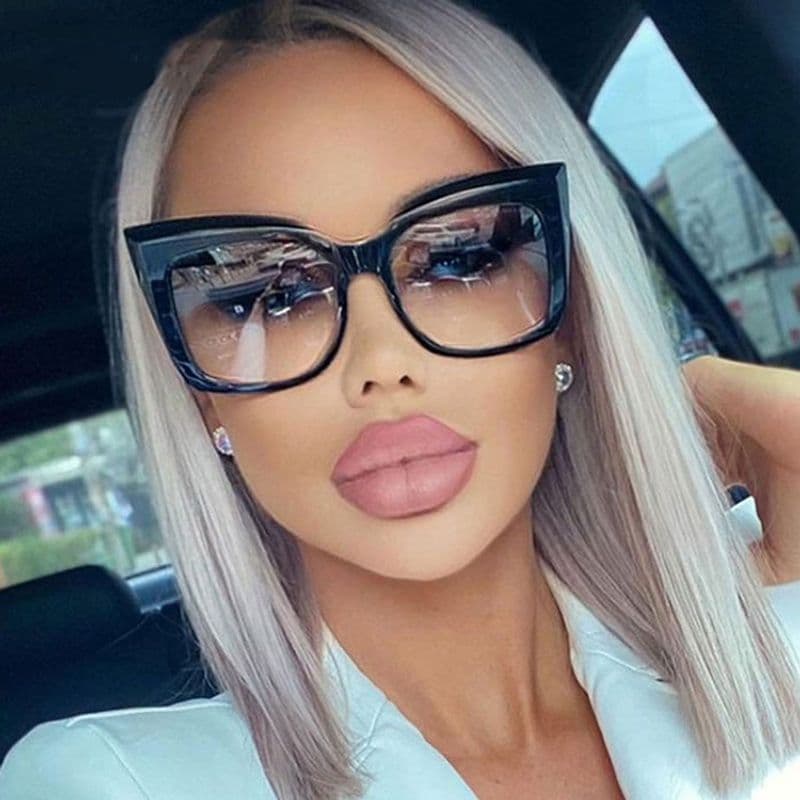 2021 new ins trend square female fashion catwalk big frame cat eye sunglasses