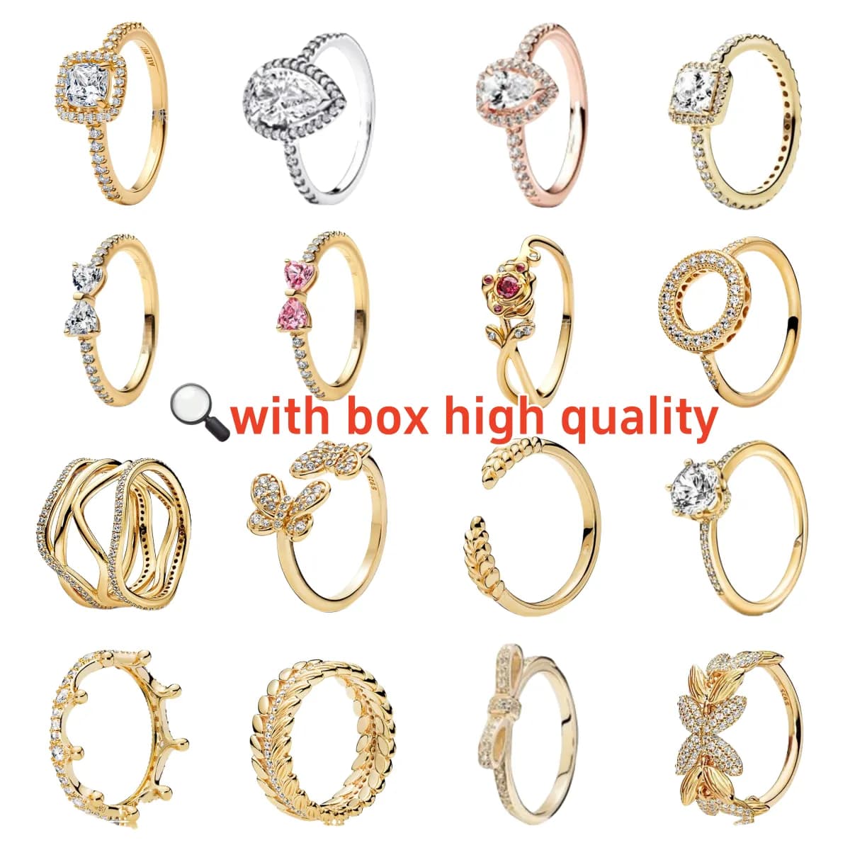 Designer For Women Gold Full Diamond Rings Heart Flower Christmas Birthday Gift Men Ring