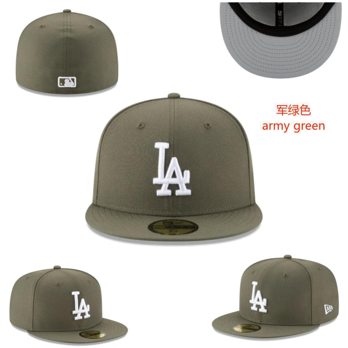 Casquette de baseball brodée, protection solaire intégrale, taille L (5A), de qualité supérieure Los Angeles Dodgers, pour l'exportation.
