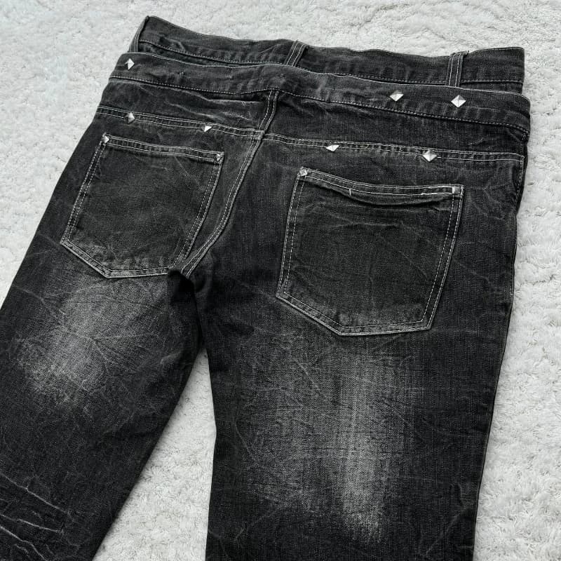 Y2K Gewaschene Jeans Gothic Retro Micro Flared Double Waisted Lace Up Hosen Männer Frauen Streetwear Hohe Qualität Design Sinn Hosen