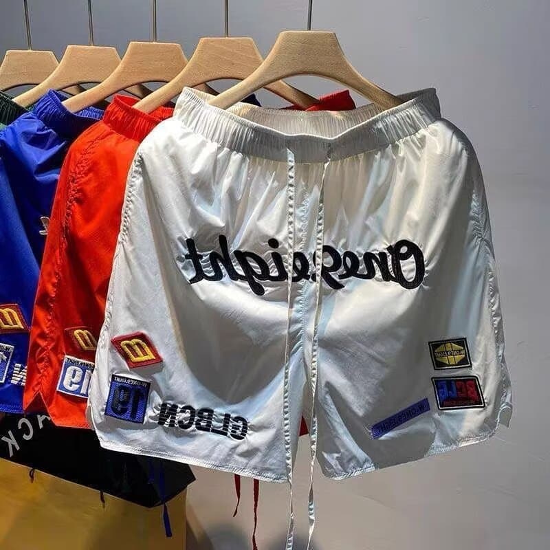 Men's Clothing High Street Sports Summer Thin Pants Embroidered Quick Drying Shorts Men's Trendy Brand Ins Ice Silk Running Shorts