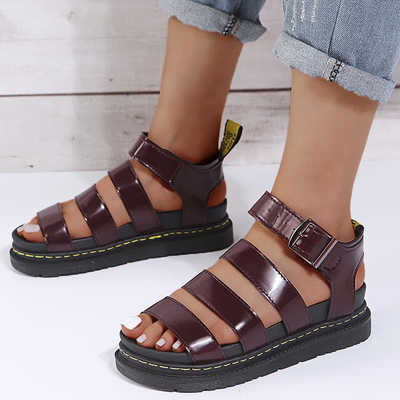 2024 new cross border large size summer women's sandals European and American thick soled open toed fashion beach Roman shoes