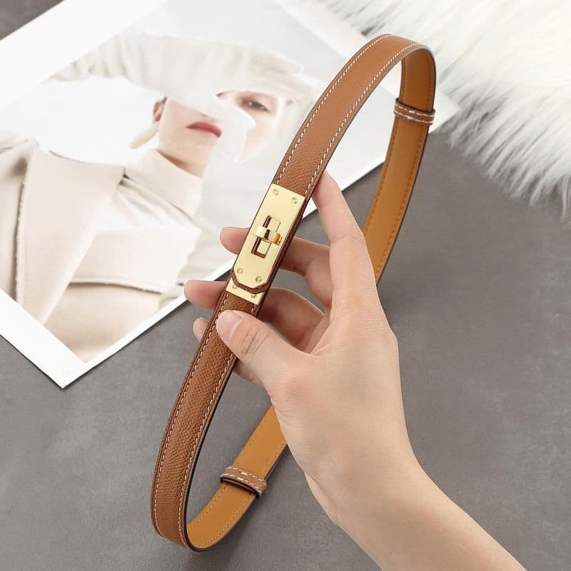 Ceinture H Brand pour femme en cuir véritable, polyvalente, idéale pour manteau, robe, taille affinée, style Kelly tendance
