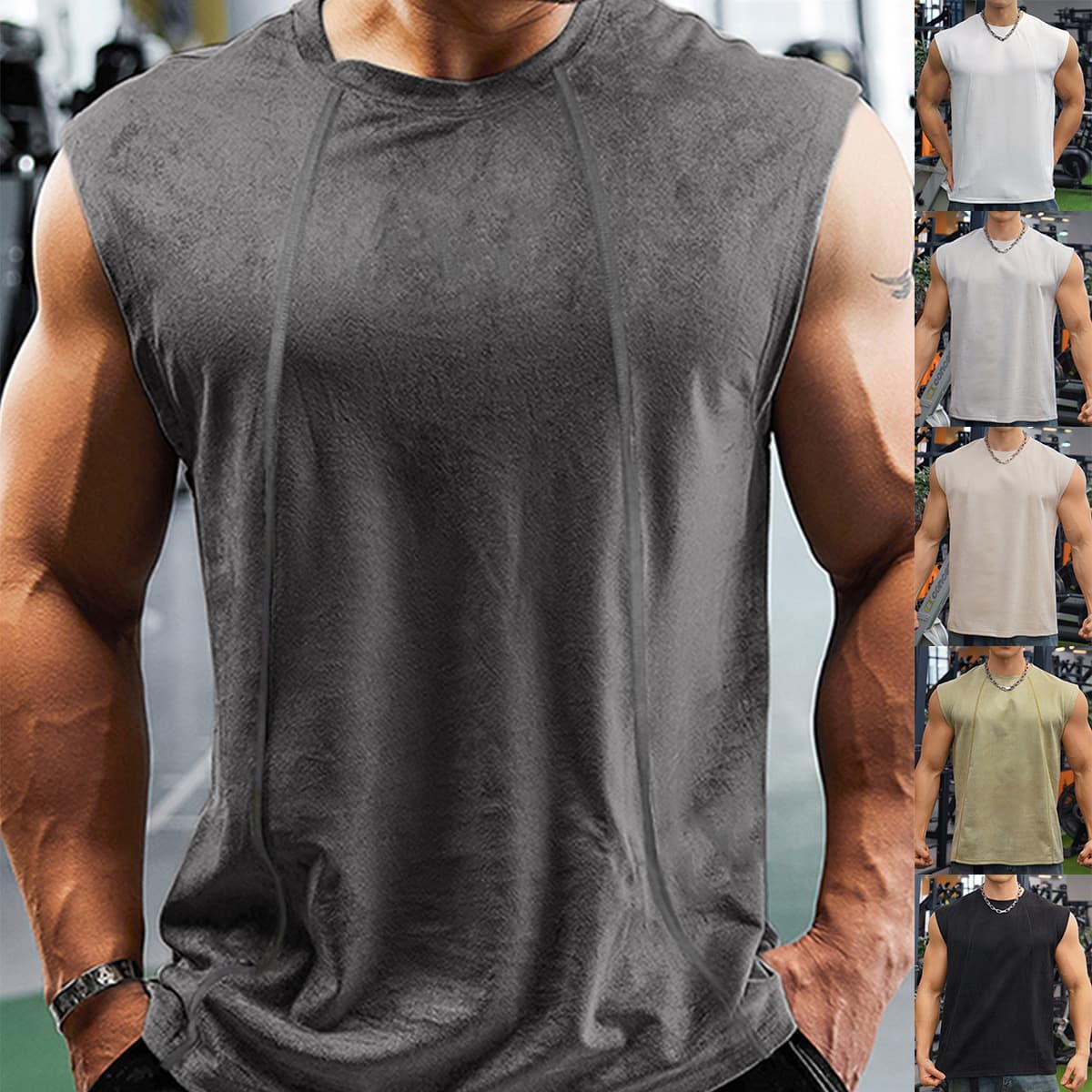Débardeur d'entraînement slim fit pour homme - Gilet de sport respirant en polyester à rayures verticales pour le sport d'été et les tenues décontractées