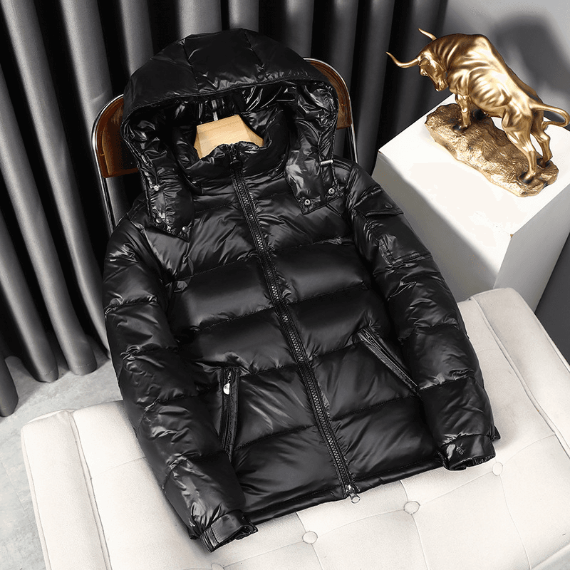 Men's Bright Jacket Hooded Warm White Duck Down Casual Winter Wear