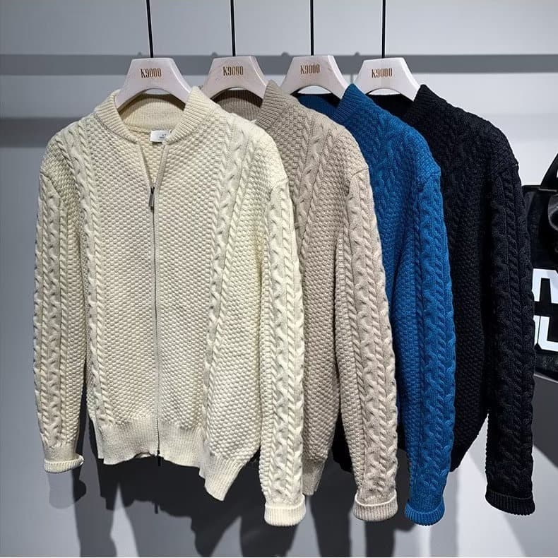 Men's Clothing The best item in the store is worth a try. Winter design niche zipper knitted cardigan for men. Retro large size sweater for men