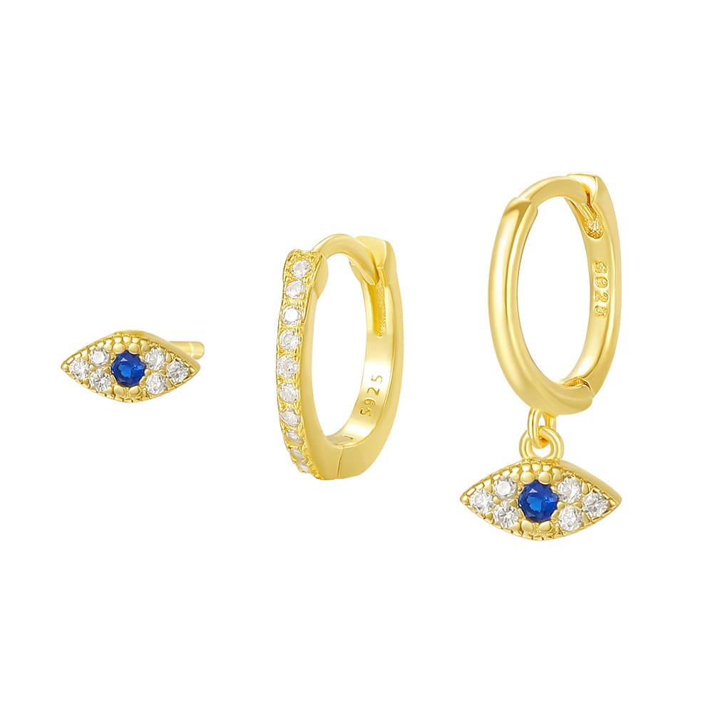 S925 sterling silver devil's eye zircon earrings for women niche design fashion light luxury earrings inlaid with diamonds