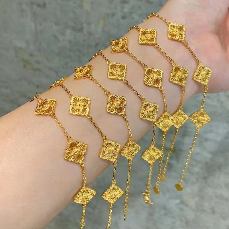 Gold Shop With Clover Bracelet Women's Gold-plated Fashion Light Silk Four-leaf Wer Jewelry