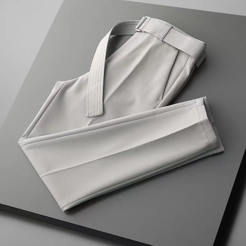 Men's Clothing Spring And Summer Drapey Trousers Men's Casual Trousers Slim Fit Business Nine Point Trousers Light Suit Trousers Straight Trousers 12