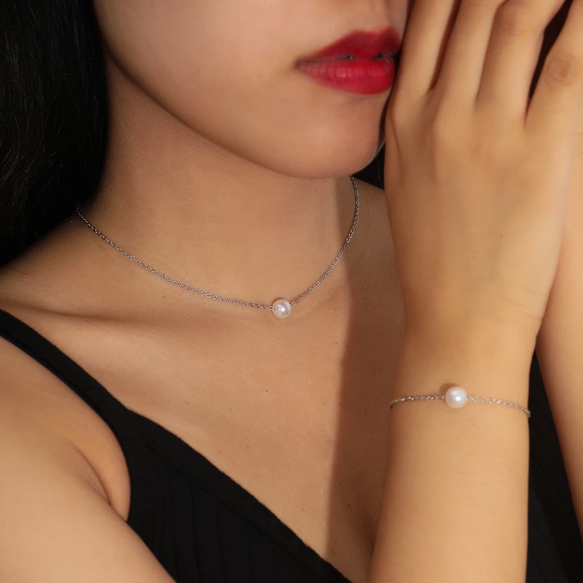 Fashion Creative Jewelry Bracelet Set Personality Simple Pearl Necklace