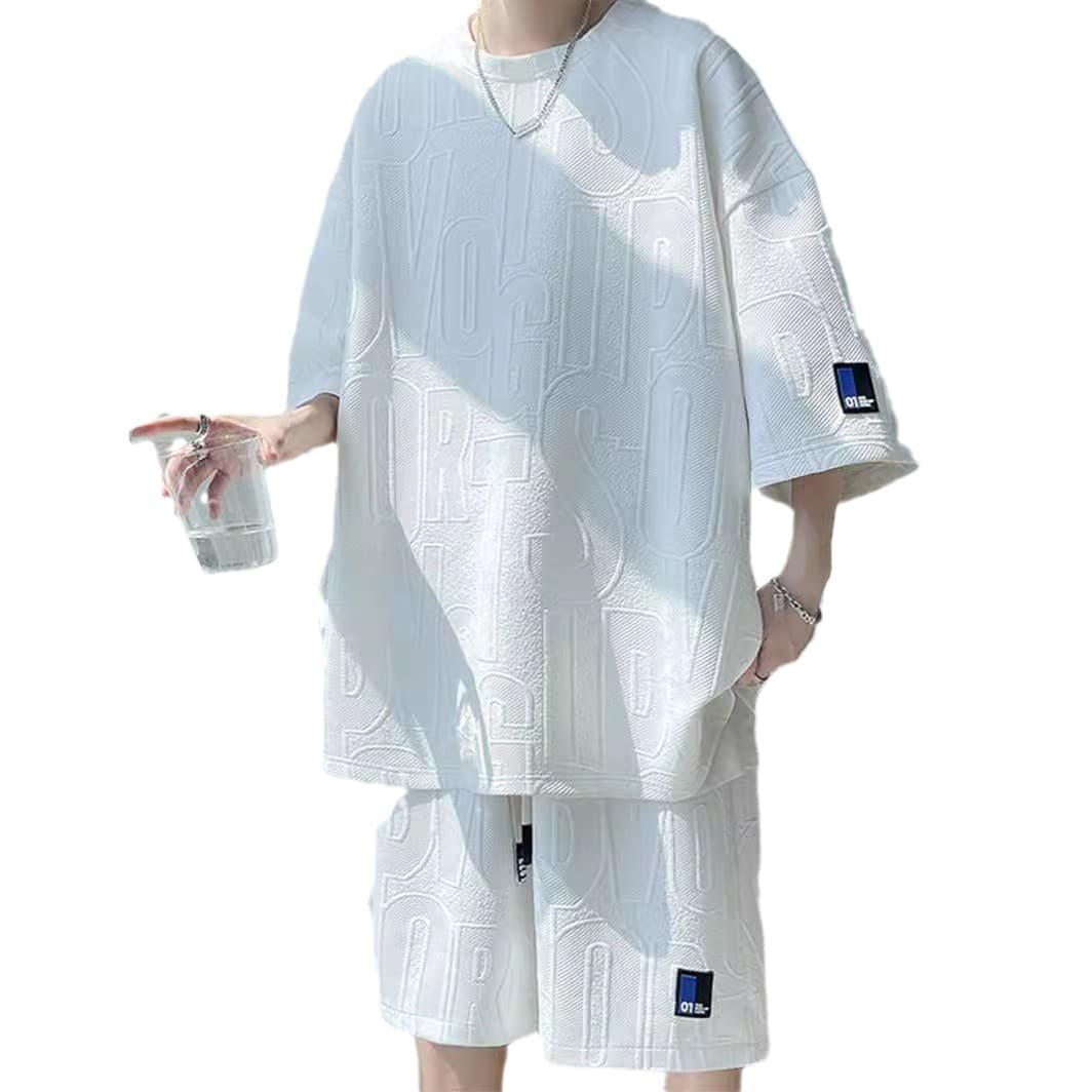 Men's Short-Sleeved Shorts Outfit Set Large Size Loose Versatile Men's Casual Sports Suit