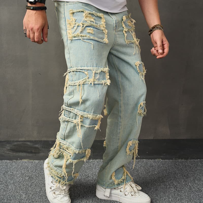 Men's Clothing Retro Wide Leg Jeans Trendy Loose Trousers High Street Wide Leg Pants