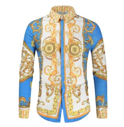 Man's clothing Long sleeve shirt Youth fashion casual 3D digital printed lapel shirt