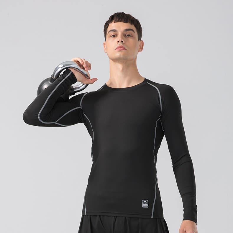 Men's Clothing Popular Sports Tights High Elastic Quick Drying Printed Long Sleeved Fitness Cycling Bottom Sweat Absorbent T Shirt