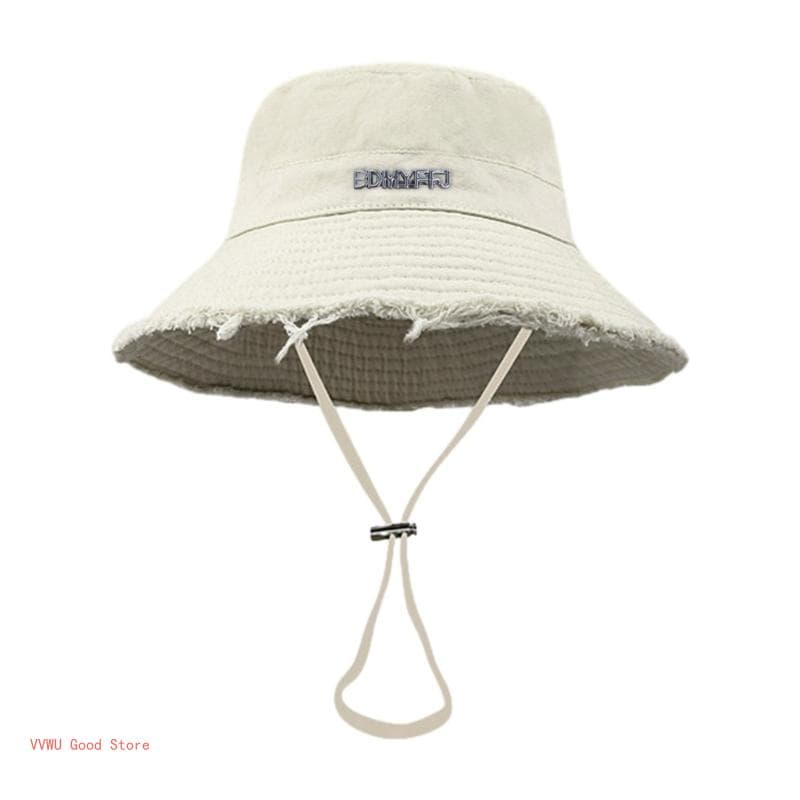 New Arrivals Adult Frayed Design Fisherman Wide Brim Sunproof Bucket Hat Summer