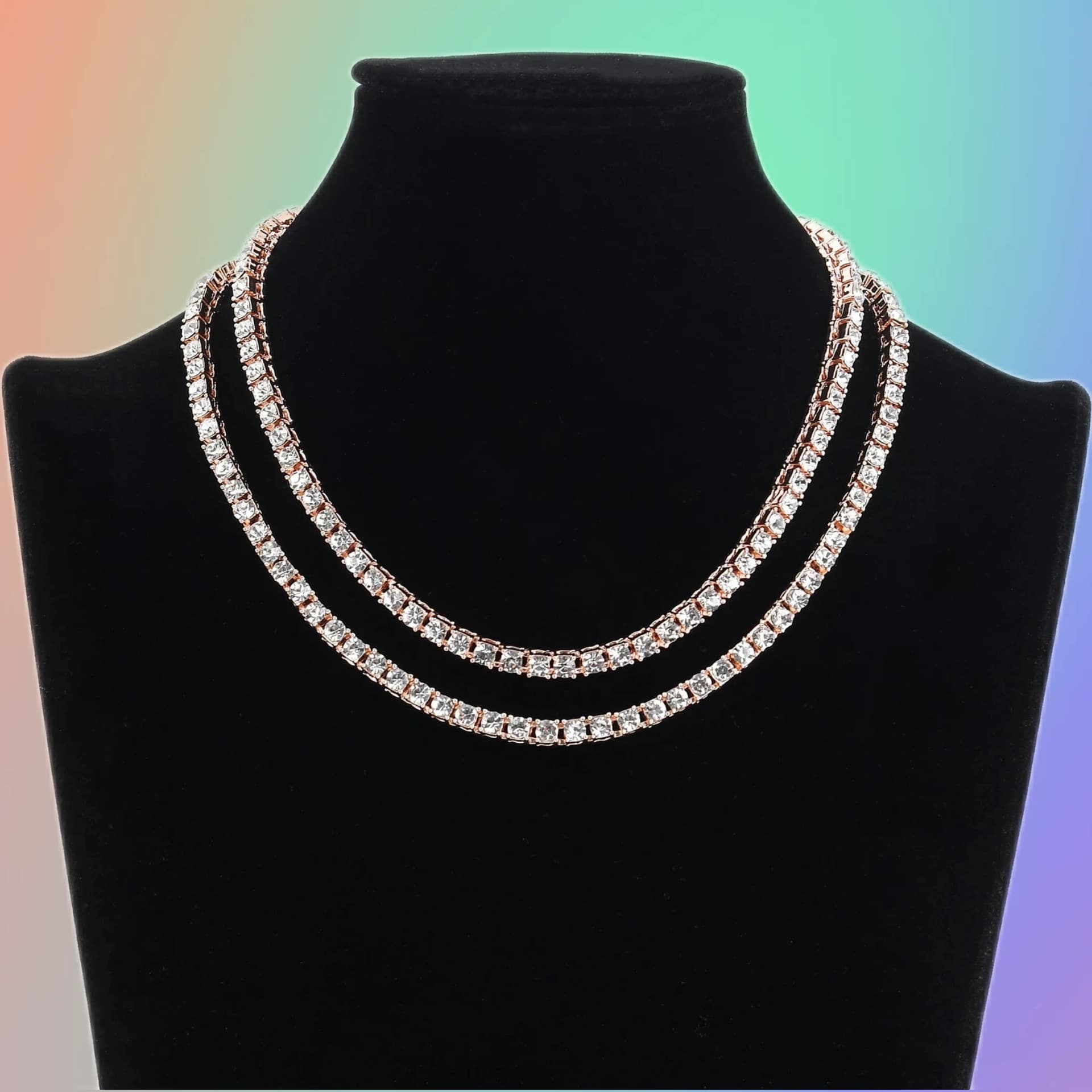 5mm round men's hip hop tennis necklace high end niche jewelry men and women alloy hip hop style jewelry necklace