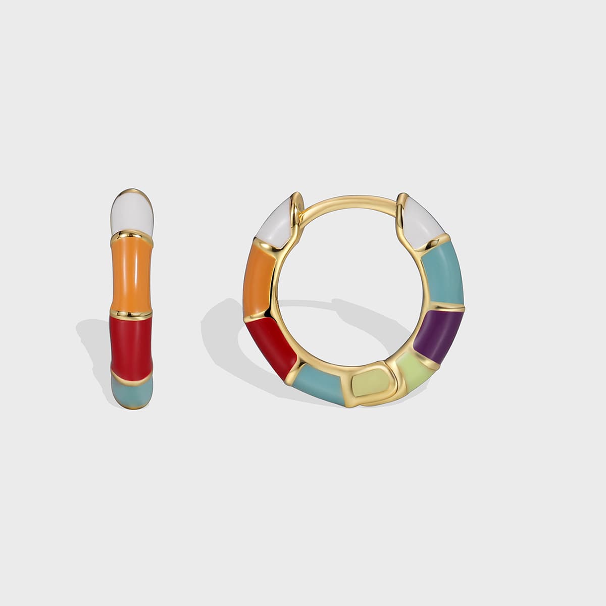 Sweet Cool Lifebuoy Color Drop Glue Earrings Female Simple Versatile Style Copper Ear Buckle