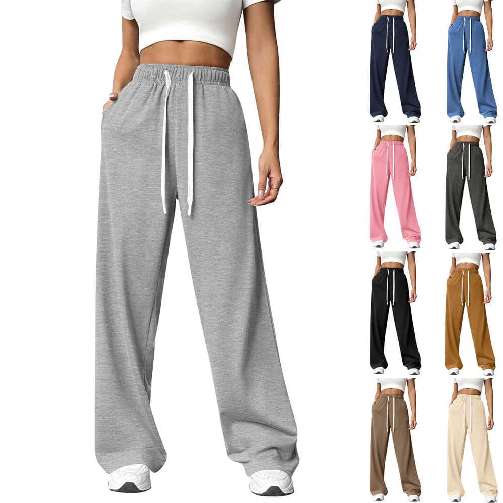 Women's Clothing Autumn And Winter Elastic Waist Loose Straight Wide Leg Sports Casual Trousers