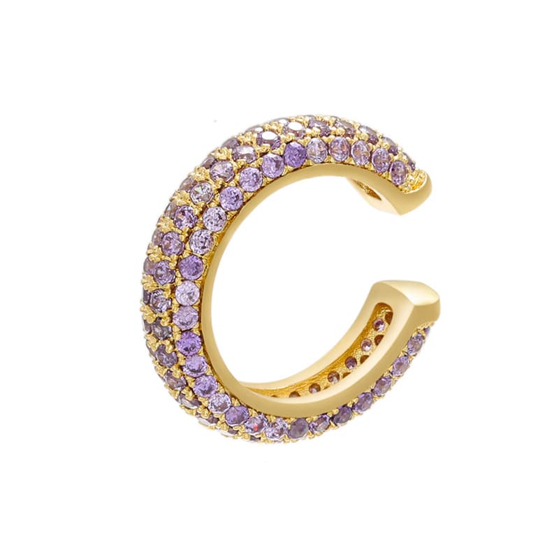 Women's Jewelry Bead Buckle Jewelry Micro Inlaid Colored Diamond Ear Bone Clip Colored Zirconium Simple Ear Clip Earrings Copper K Gold Plated