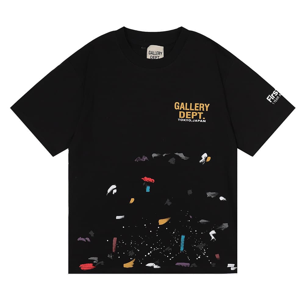 Vêtements pour hommes rétro à encre éclaboussée hip-hop ample couple manches courtes
