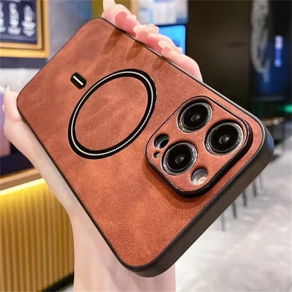 Luxury Leather Retra Case For IPhone 16 15 13 14 12 11 Pro Max 16 Plus For Magnetic Wireless Charge Mag Safe Full Cover
