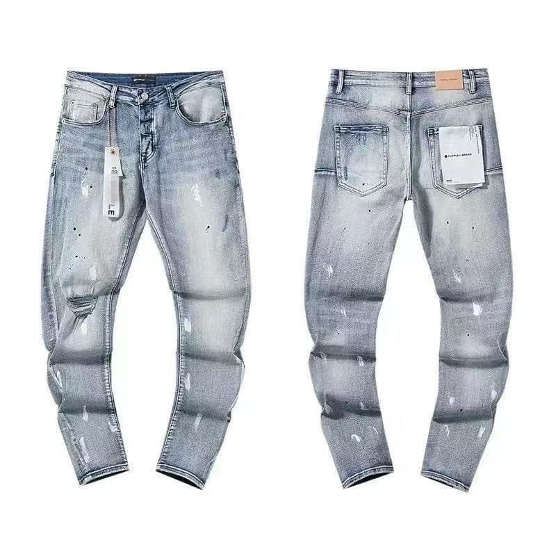 Jeans droits brodés et écussons pour hommes - Denim