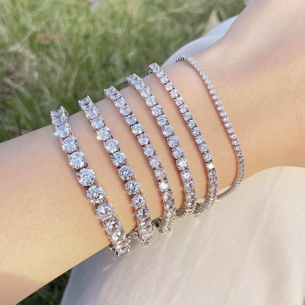S925 sterling silver 23456mm full diamond tennis bracelet bracelet full row of zircon high carbon diamond heavy industry tennis chain