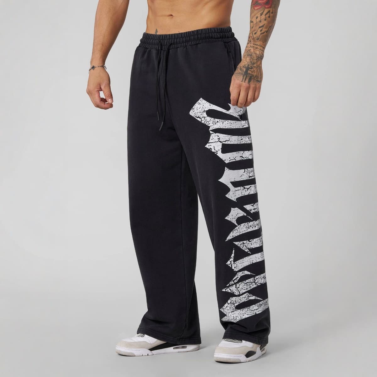 Men's Clothing Sports Pants Muscle Sports Fitness Jogging Trousers Cotton Printed Mid Waist Casual Pants