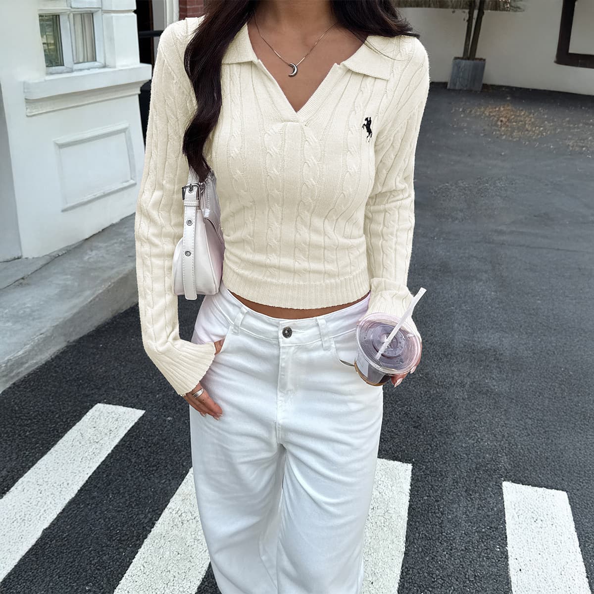 ​​Y2K Women's Wool Blend Sweater - Long Sleeve Retro Pullover For Casual & Street Style​​