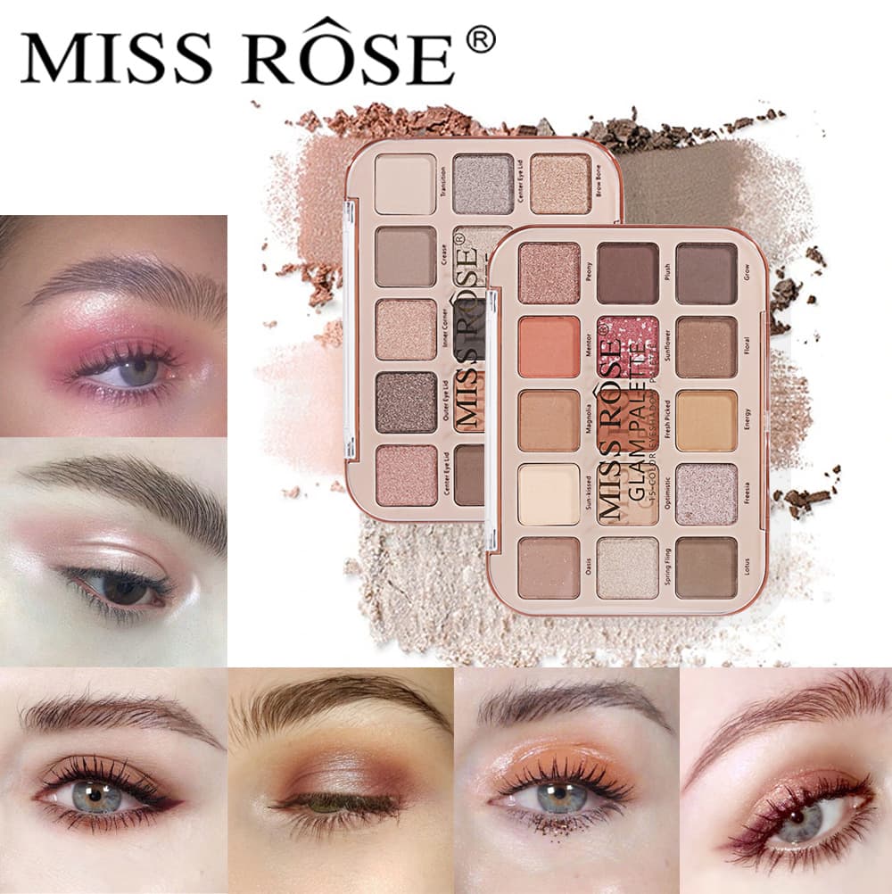 MISS ROSE 15 Color Makeup Matte Contour Eyeshadow Palette, Multi Color, Long Lasting, Sweat Proof, Easy To Apply, Fine Shimmer Eyeshadow
