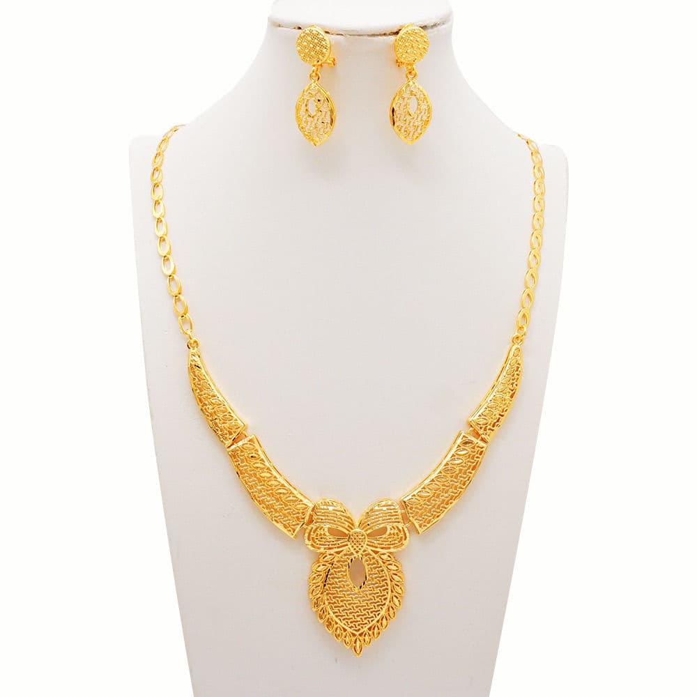 2024 Jewelry Set Bridal Wedding Necklace Earrings Rings Bracelets Indian Popular Women's Accessories