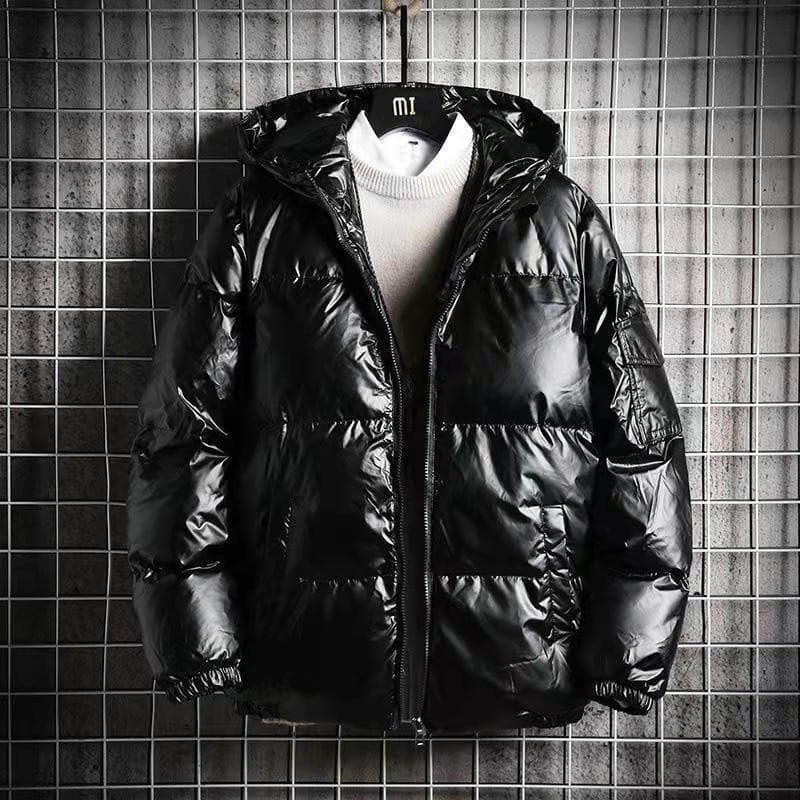 ​Men's Winter Puffer Jacket - Thickened Hooded Short Coat With Nylon Shell, Lightweight Polyester Filling, Loose Fit Streetwear For Youth​