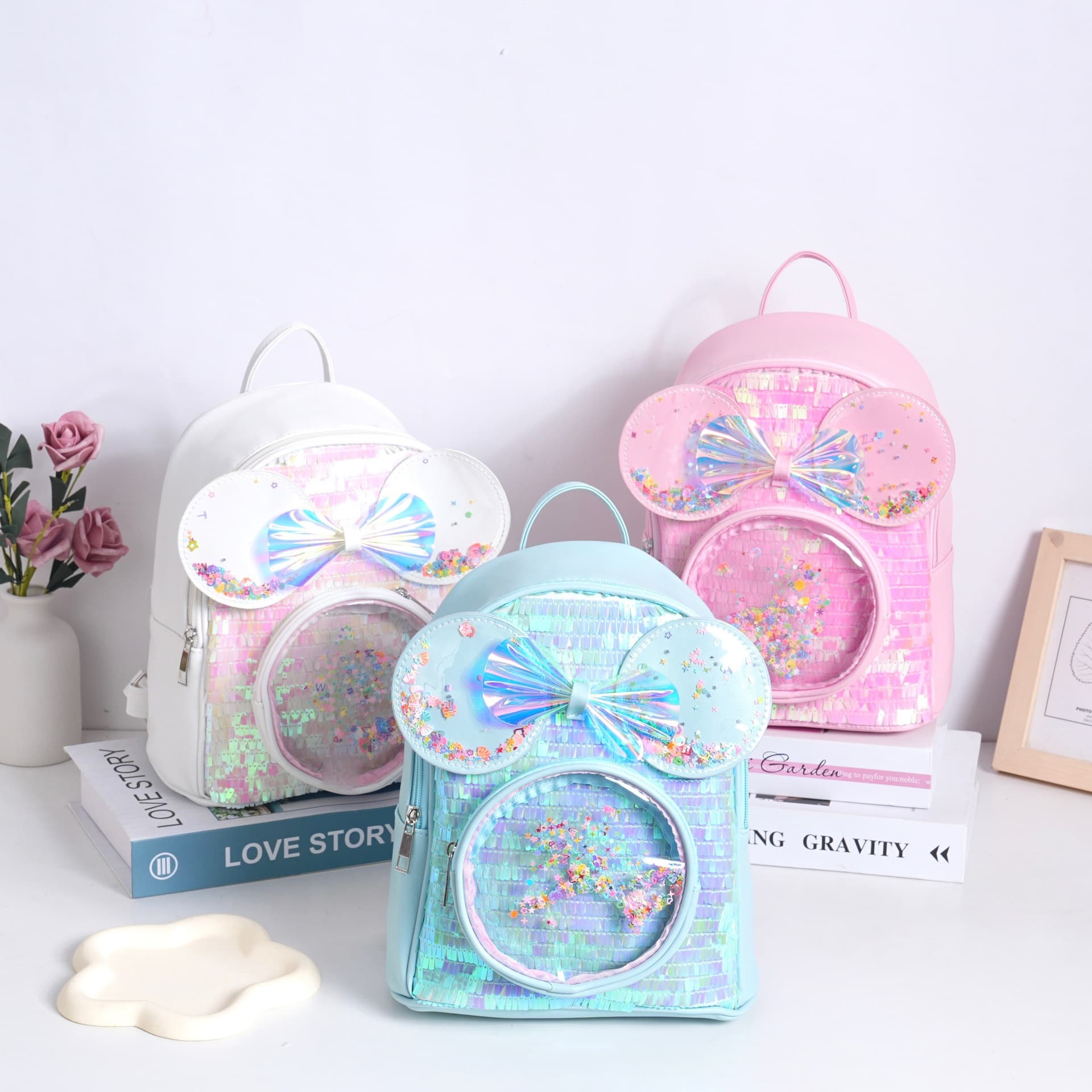 Cartoon Bow Backpack Princess Fashion Girls Schoolbag Casual Cute Bag