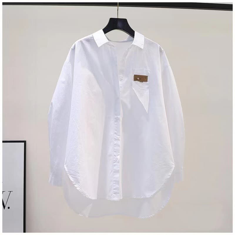 Women's Clothing Long Sleeved Drawstring Long Sleeve Shirt – Oversized Relaxed Fit Blouse With Collar (90% Polyester, Wrinkle-Free Layering Staple)​