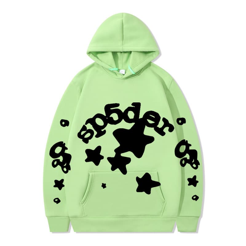 Sweat à capuche unisexe SP5DER imprimé toile d'araignée, marque tendance européenne et américaine, grandes tailles, coupe ample.