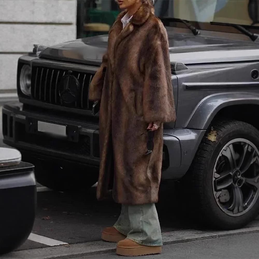 Women's Clothing Real shot winter warm long mink coat street thickened plush fur coat