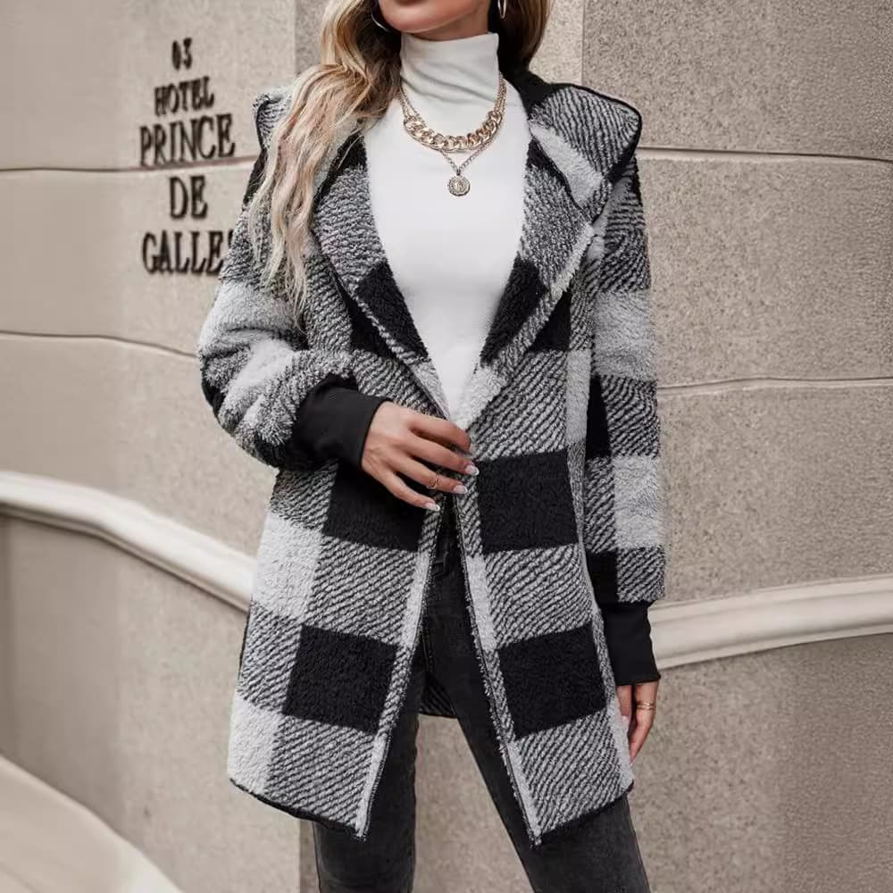 Women's Clothing coat loose plaid fur cardigan fashion sweater
