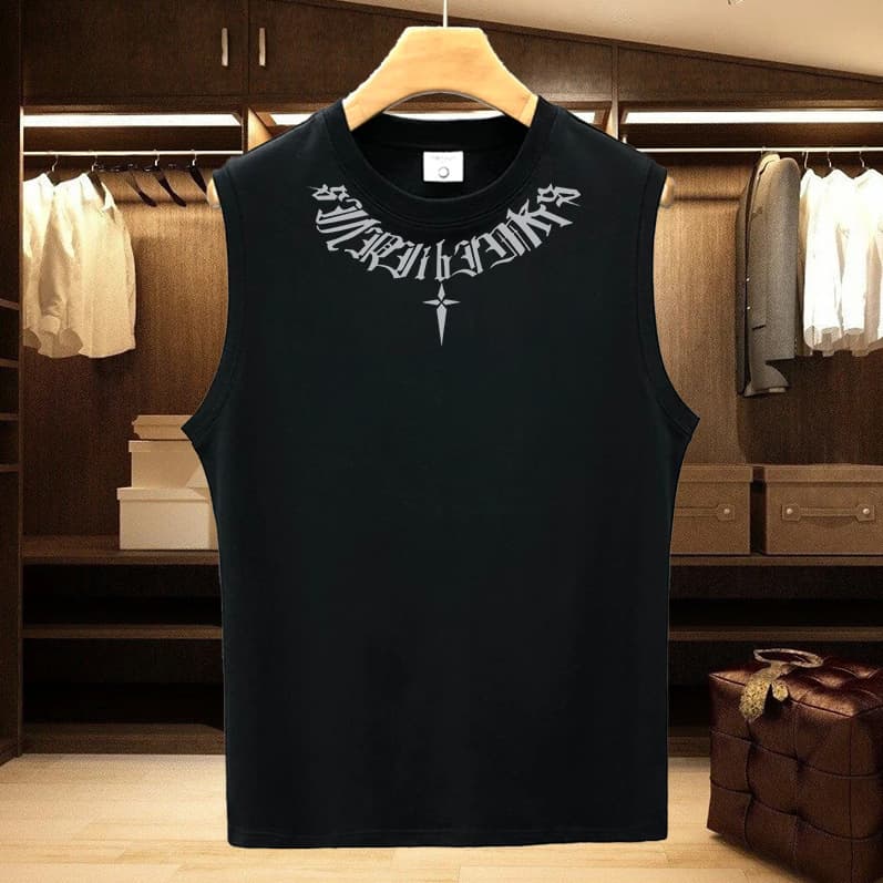Men's Clothing Fashion Loose Casual Round Neck Sleeveless T Shirt Waistcoat Basketball Fitness Sports Cotton Vest