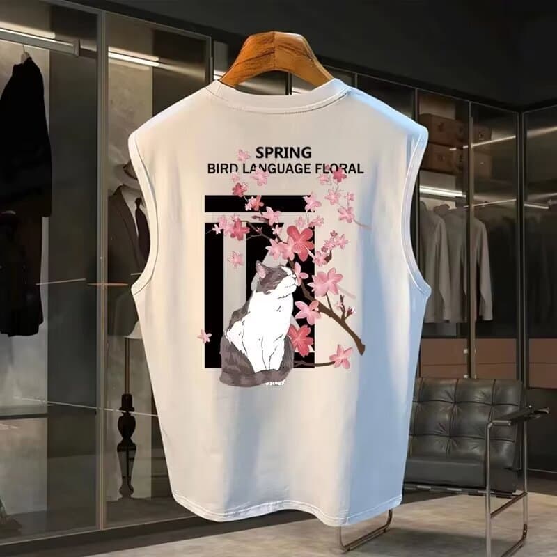 Men's Clothing Sports Vest Loose Outer Wear Sleeveless Casual Wide Shoulder Waistcoat T Shirt
