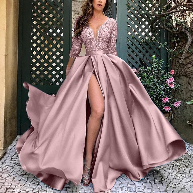 Women's Clothing Independent Station Hot Stamping Big Swing Sexy Long Skirt Tail Banquet Evening Dress Jumpsuit