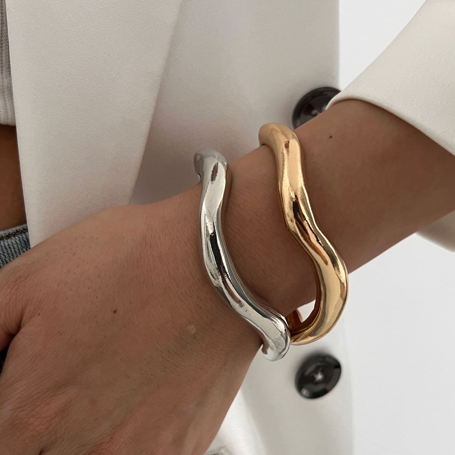 Wind Jewelry Irregular Wave Alloy Open New Style Personality Women's Bracelet
