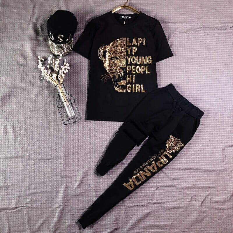 Women's new retro niche design, fashionable hot diamond fat MM short-sleeved two-piece suit