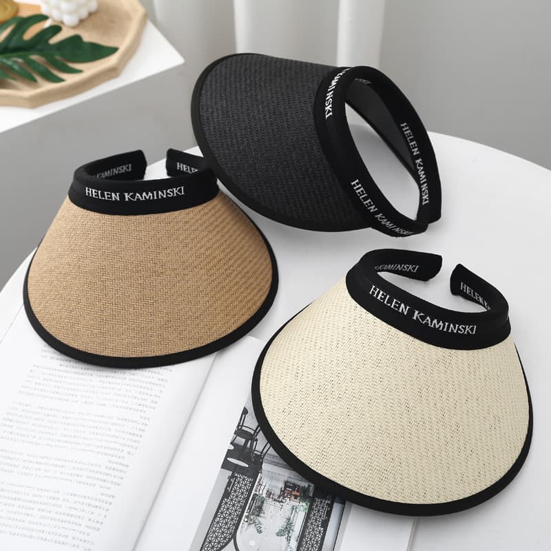 Alphabet Grass Woven Women's Summer Sunshade Open Top Sunscreen Versatile UV Protection Hair Hoops Cool Hat Fashionable
