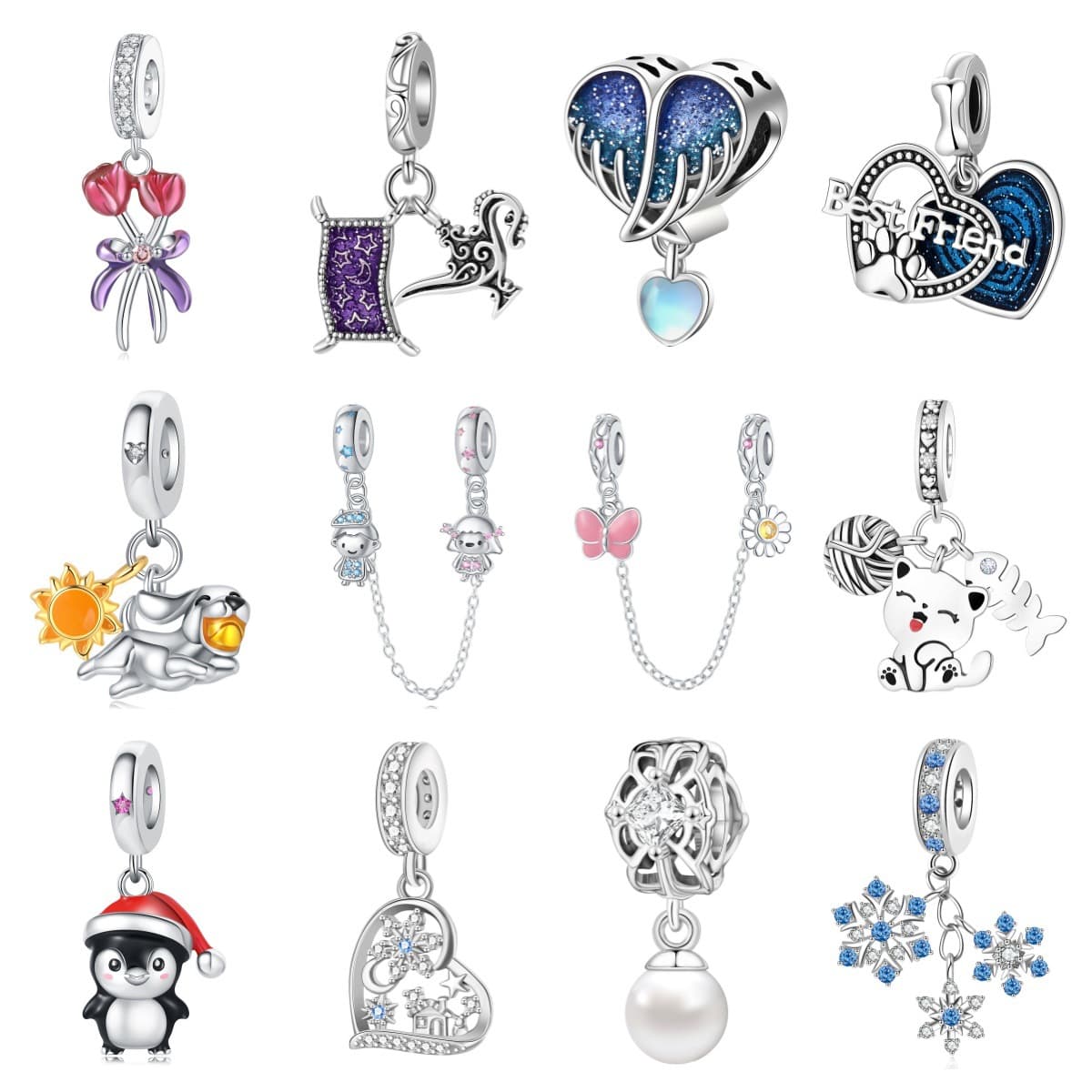 Women's Jewelry DIY Jewelry Bracelet Accessories Cat Fish Bone Wool Charm Pendant Beads Safety Chain Copper Plated Silver