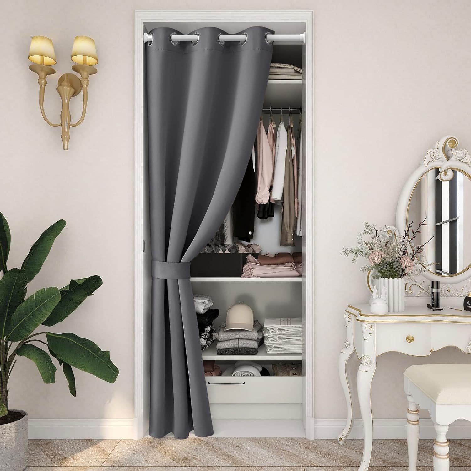 No-Drill Blackout Door Curtain - Thermal Insulated & Noise Reducing Privacy Drape (100% Light Blocking Ready-To-Hang Wrinkle-Free)