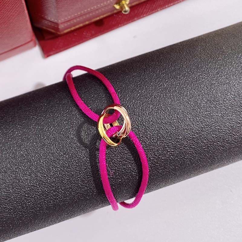 Bracelet homme femme créateur bijoux or unisexe acier inoxydable 3 boucles métal ruban lacé chaîne multicolore