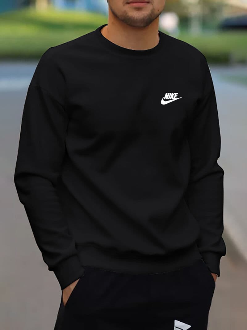 Sweat-shirt imprimé couleur unie chaud à col rond pour hommes, nouvelle collection automne et hiver
